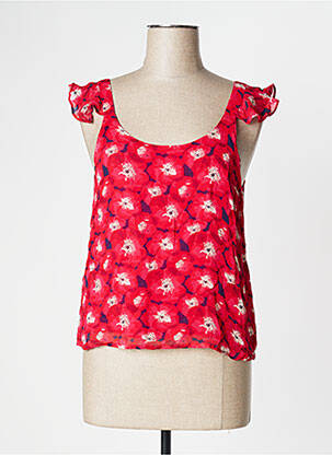 Top tissage crêpe sans manche rouge LA PETITE ETOILE femme