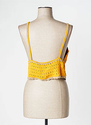 Top stretch sans manche jaune ICHI femme