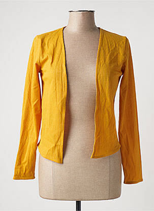 Gilet manches longues col v jaune ICHI femme