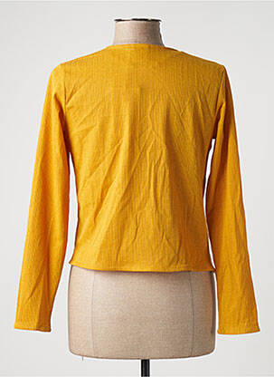 Gilet manches longues col v jaune ICHI femme