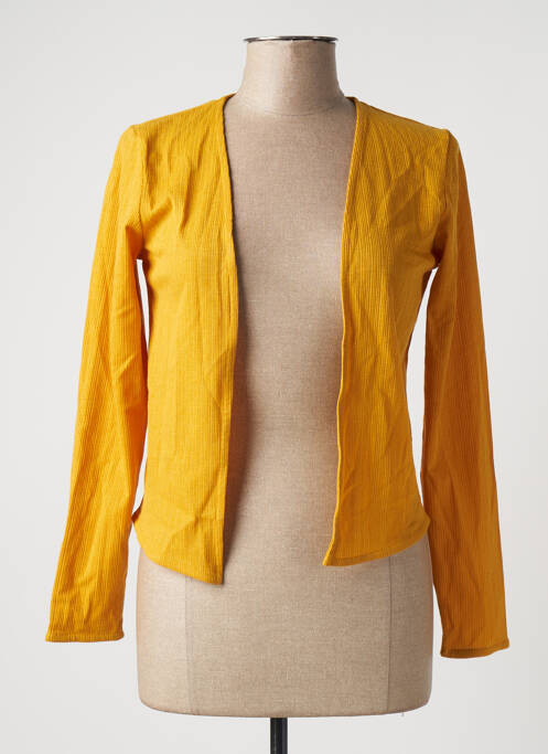 Gilet manches longues col v jaune ICHI femme
