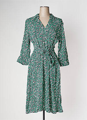 Robe mi-longue imprimé fleurs manches 3/4 vert ZERO femme