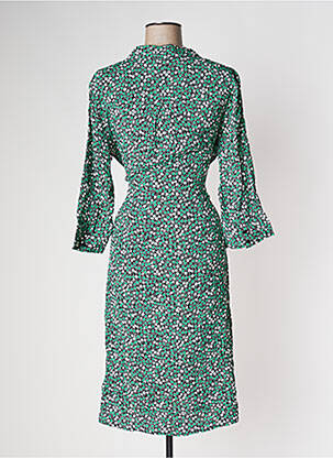 Robe mi-longue imprimé fleurs manches 3/4 vert ZERO femme