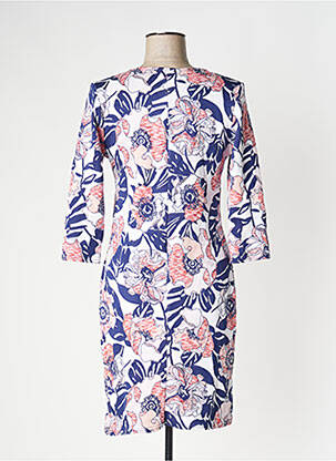 Robe mi-longue imprimé fleurs manches 3/4 bleu LE SINGE DE JULIE femme