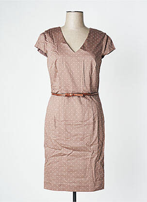 Robe mi-longue manches courtes manches courtes marron COMMA, femme