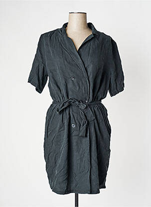 Robe mi-longue coupe fluide manches courtes gris ICHI femme