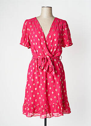 Robe mi-longue coupe évasée manches courtes rose LA PETITE ETOILE femme