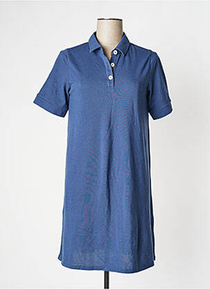 Robe mi-longue manches courtes manches courtes bleu MUS & BOMBON femme