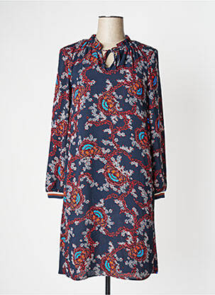 Robe mi-longue coupe fluide manches longues bleu S.OLIVER femme