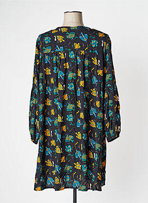 Robe mi-longue imprimé fantaisie manches longues noir PAKO LITTO femme