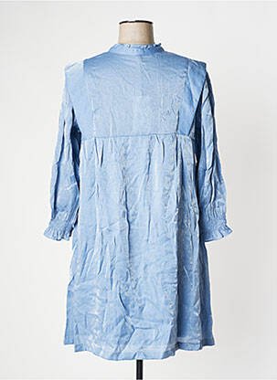 Robe courte coupe évasée manches longues bleu ORFEO femme