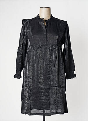 Robe courte coupe évasée manches longues noir ORFEO femme