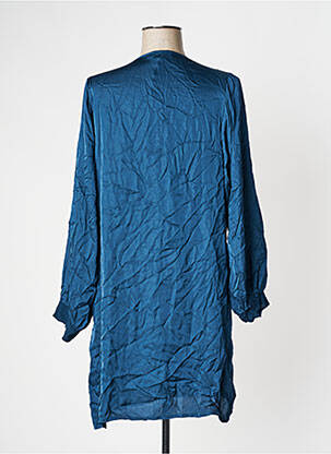 Robe mi-longue coupe fluide manches longues bleu PAKO LITTO femme