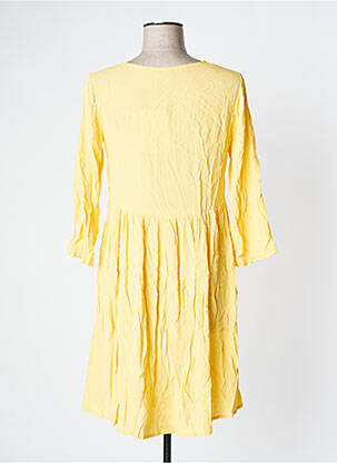 Robe courte manches 3/4 manches 3/4 jaune ICHI femme