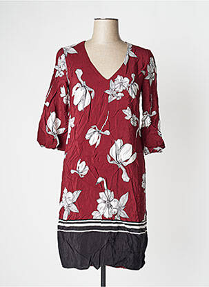 Robe mi-longue imprimé fleurs manches 3/4 rouge S.OLIVER femme