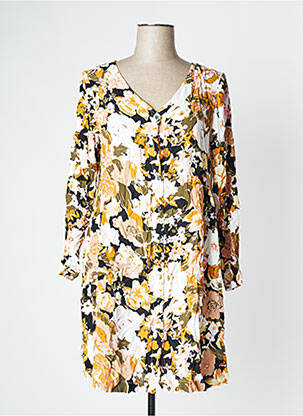Robe courte manches longues manches longues orange ICHI femme