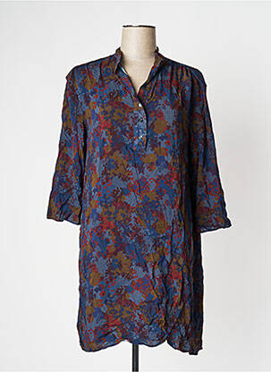 Robe mi-longue imprimé fleurs manches longues bleu HARRIS WILSON femme