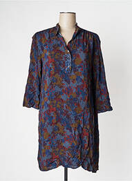 Robe mi-longue coupe fluide manches longues bleu HARRIS WILSON femme