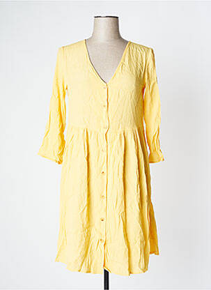 Robe courte jaune ICHI pour femme