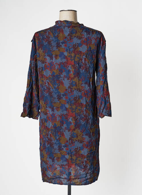 Robe mi-longue coupe fluide manches longues bleu HARRIS WILSON femme