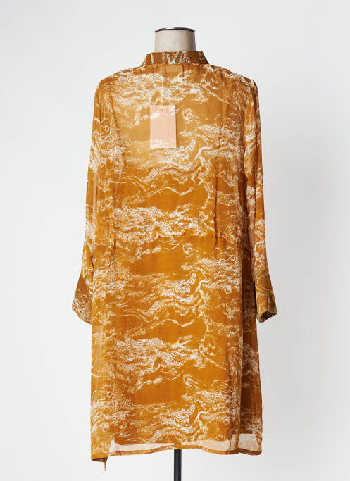 Robe mi-longue marron ICHI pour femme