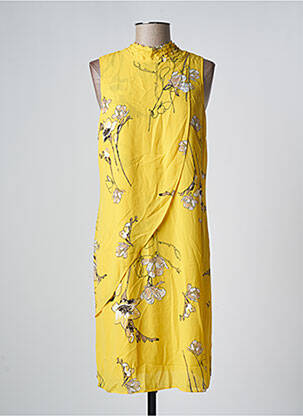 Robe mi-longue imprimé fleurs sans manche jaune S.OLIVER femme