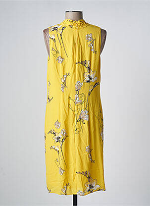 Robe mi-longue imprimé fleurs sans manche jaune S.OLIVER femme