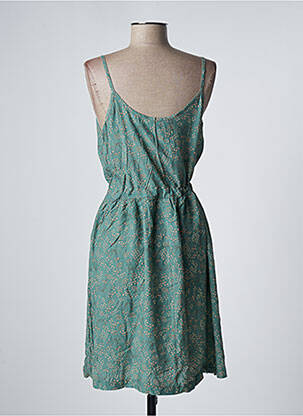 Robe mi-longue imprimé fleurs fines bretelles vert PAKO LITTO femme