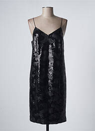Robe mi-longue doublure fines bretelles noir ICHI femme