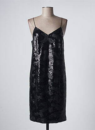 Robe mi-longue doublure fines bretelles noir ICHI femme