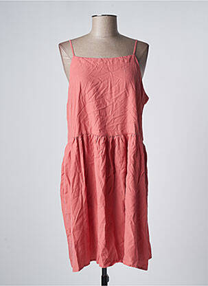 Robe mi-longue coupe évasée fines bretelles rose MUS & BOMBON femme