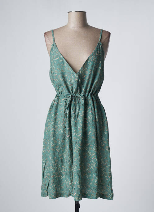 Robe mi-longue imprimé fleurs fines bretelles vert PAKO LITTO femme