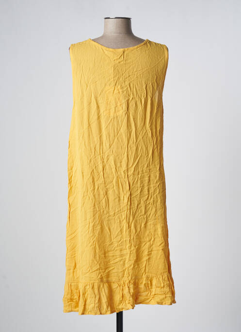 Robe mi-longue jaune ICHI pour femme