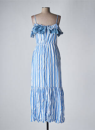 Robe longue manches bretelles ajustables fines bretelles bleu SALSA femme