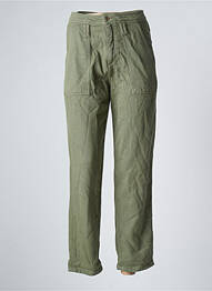 Pantalon large fermeture zippée sous rabat boutonné taille normale vert REIKO femme