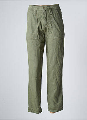 Pantalon large fermeture zippée sous rabat boutonné taille normale vert REIKO femme