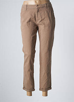 Pantalon chino tissage popeline taille normale marron REIKO femme