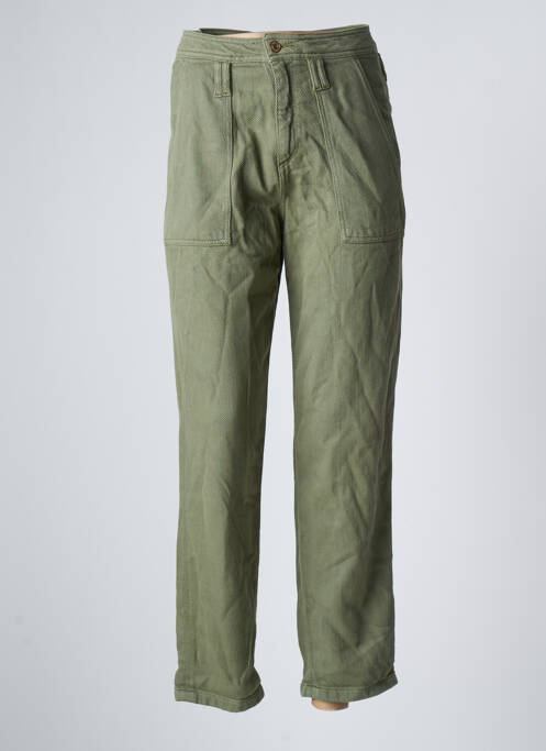 Pantalon large fermeture zippée sous rabat boutonné taille normale vert REIKO femme