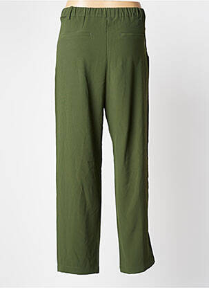 Pantalon droit tissage popeline taille normale vert ORFEO femme