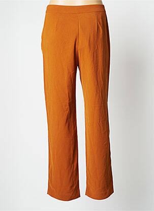 Pantalon droit tissage popeline taille normale marron ICHI femme