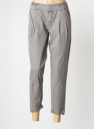 Pantalon 7/8 tissage popeline taille normale gris MORGAN femme