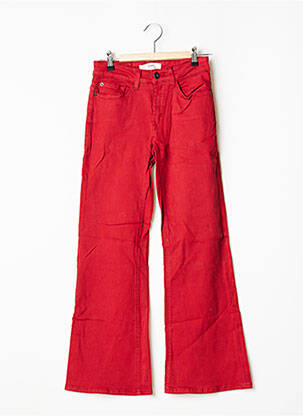 Pantalon large fermeture zippée sous rabat boutonné taille normale rouge ICHI femme