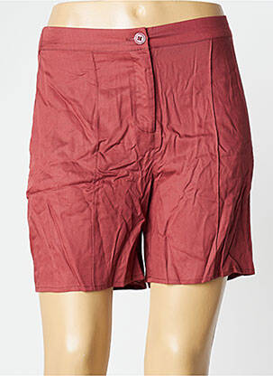 Short fermeture zippée sous rabat boutonné taille haute rouge ICHI femme