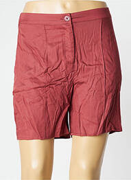 Short fermeture zippée sous rabat boutonné taille haute rouge ICHI femme