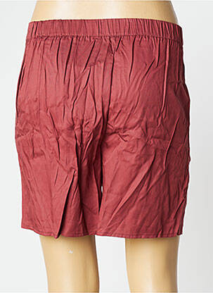 Short fermeture zippée sous rabat boutonné taille haute rouge ICHI femme