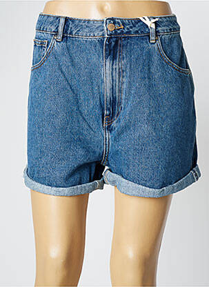 Short fermeture zippée sous rabat boutonné taille haute bleu NAGEV femme
