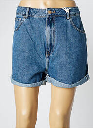 Short fermeture zippée sous rabat boutonné taille haute bleu NAGEV femme