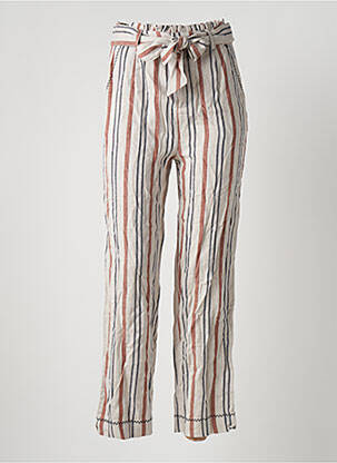 Pantalon droit fermeture zippée sous rabat avec crochet taille haute beige PEPE JEANS femme
