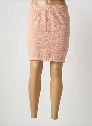 Jupe mi-longue taille haute rose ICHI femme