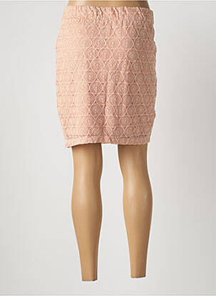 Jupe mi-longue taille haute rose ICHI femme